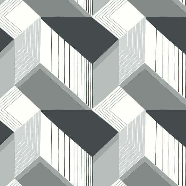 graphic-geo-black-white-wallpaper-york-wallcoverings-bw3882 - York Wallcoverings Wallpaper