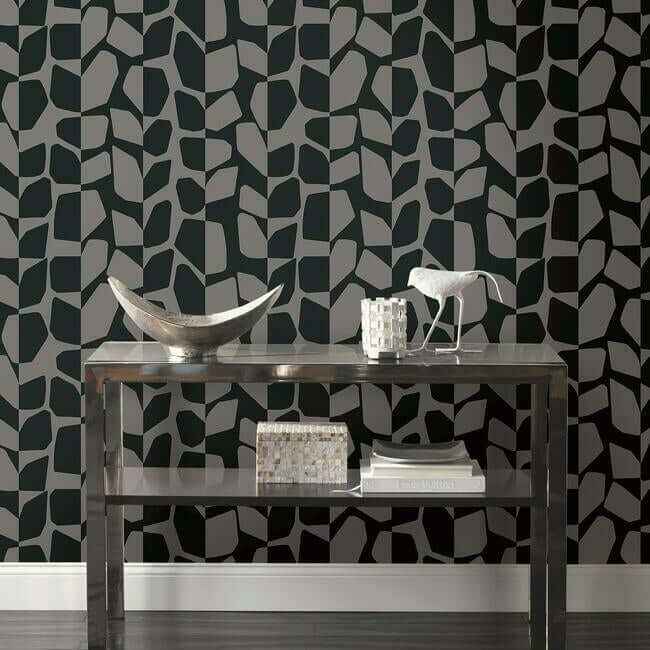 Primitive Vines Black Metallic Wallpaper - York Wallcoverings - BW3894 - York Wallcoverings Wallpaper