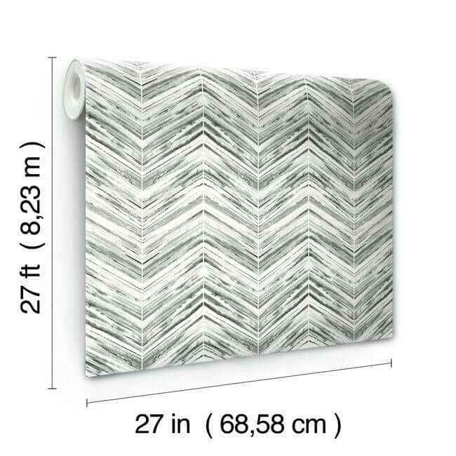 Petite Watercolor Chevron Black & White Wallpaper - York Wallcoverings - BW3911 - York Wallcoverings Wallpaper