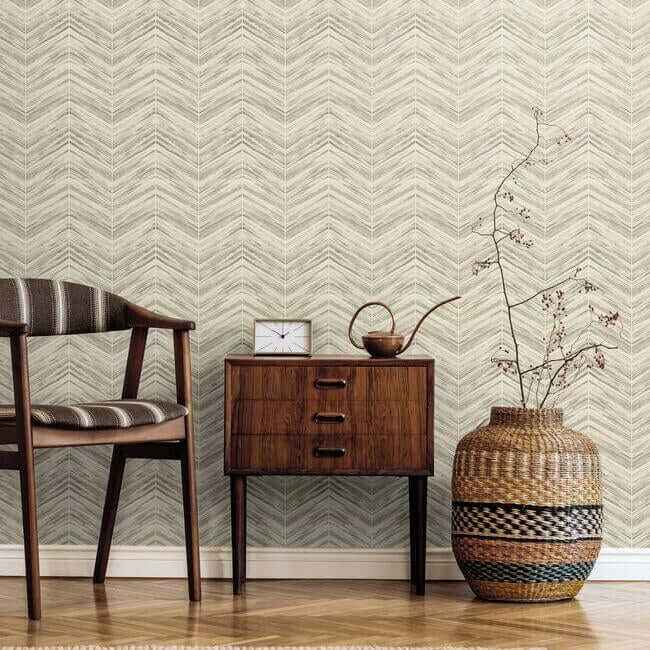 Petite Watercolor Chevron Cream Wallpaper - York Wallcoverings - BW3912 - York Wallcoverings Wallpaper