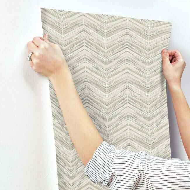 Petite Watercolor Chevron Cream Wallpaper - York Wallcoverings - BW3912 - York Wallcoverings Wallpaper