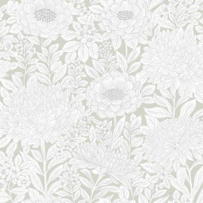 wood-block-blooms-taupe-silver-wallpaper-york-wallcoverings-bw3922 - York Wallcoverings Wallpaper