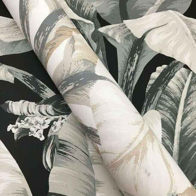 Banana Leaf White & Cream Wallpaper - York Wallcoverings - BW3972 - York Wallcoverings Wallpaper