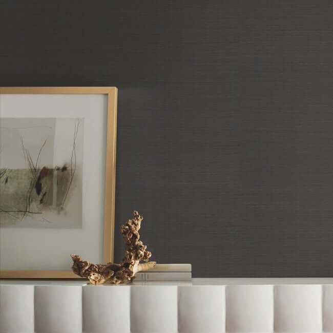 Sisal Grasscloth Black Wallpaper - York Wallcoverings - AB2195 - York Wallcoverings Wallpaper
