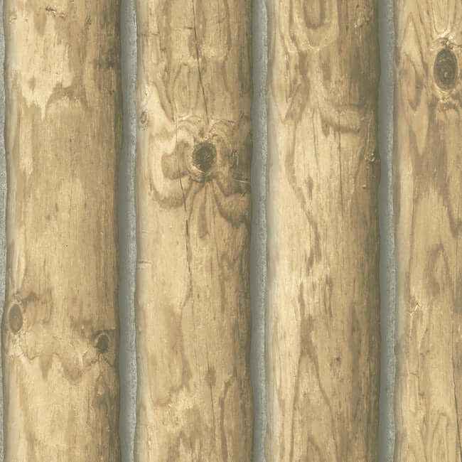 Mountain Logs Light Brown Wallpaper - York Wallcoverings - CH7977