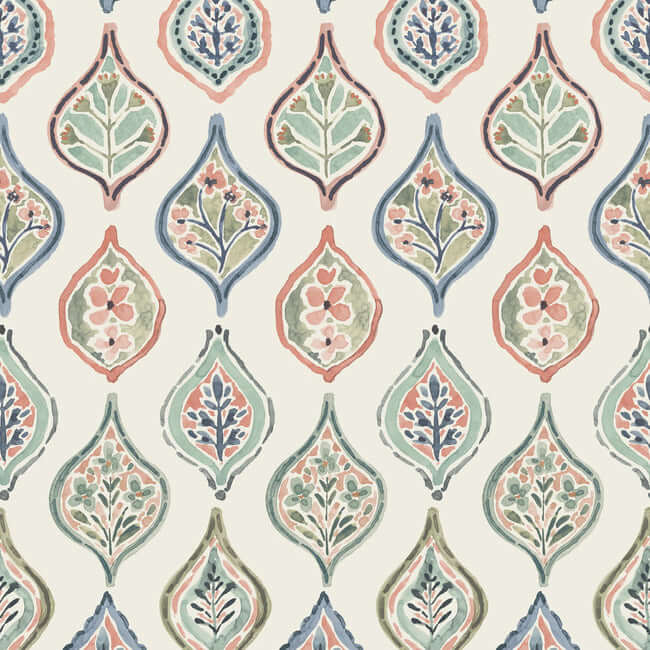 marketplace-motif-off-white-green-wallpaper-york-wallcoverings-mn1853 - York Wallcoverings Wallpaper