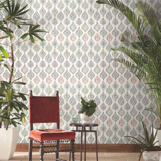 Marketplace Motif Off White & Green Wallpaper - York Wallcoverings - MN1853 - York Wallcoverings Wallpaper