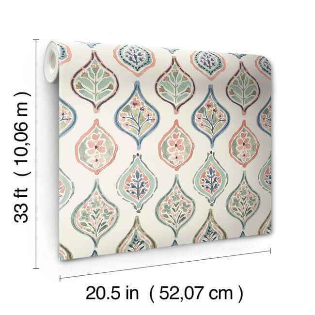 Marketplace Motif Off White & Green Wallpaper - York Wallcoverings - MN1853 - York Wallcoverings Wallpaper