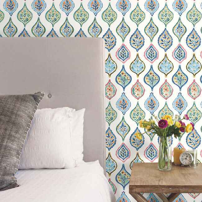 Marketplace Motif White & Multi Wallpaper - York Wallcoverings - MN1852 - York Wallcoverings Wallpaper