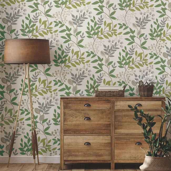 Eden Retreat Beige & Green Wallpaper - York Wallcoverings - MN1844 - York Wallcoverings Wallpaper