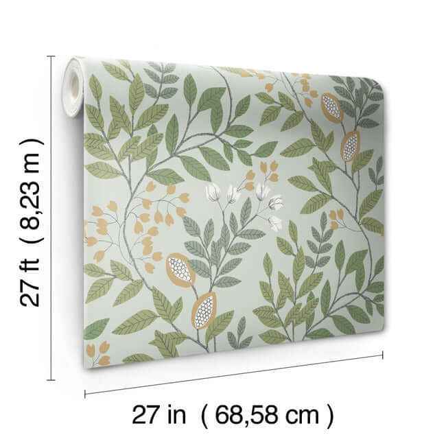 Eden Retreat Green & Gold Wallpaper - York Wallcoverings - MN1840 - York Wallcoverings Wallpaper