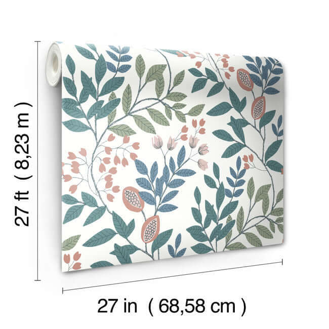 eden-retreat-pink-teal-wallpaper-york-wallcoverings-mn1843 - York Wallcoverings Wallpaper