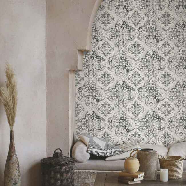 Quartet White & Black Wallpaper - York Wallcoverings - MN1890