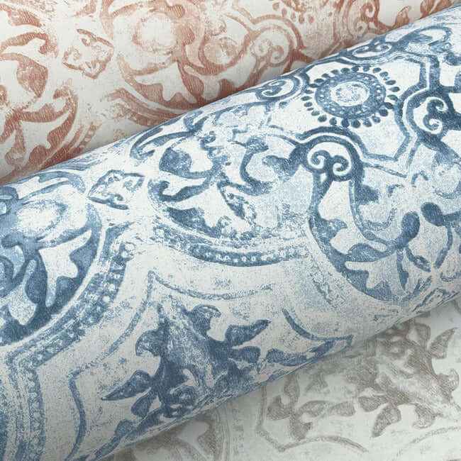 Quartet White & Blue Wallpaper - York Wallcoverings - MN1891 - York Wallcoverings Wallpaper
