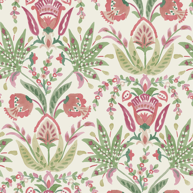 seaside-jacobean-wallpaper-beige-green-red-york-wallcoverings-mn1914