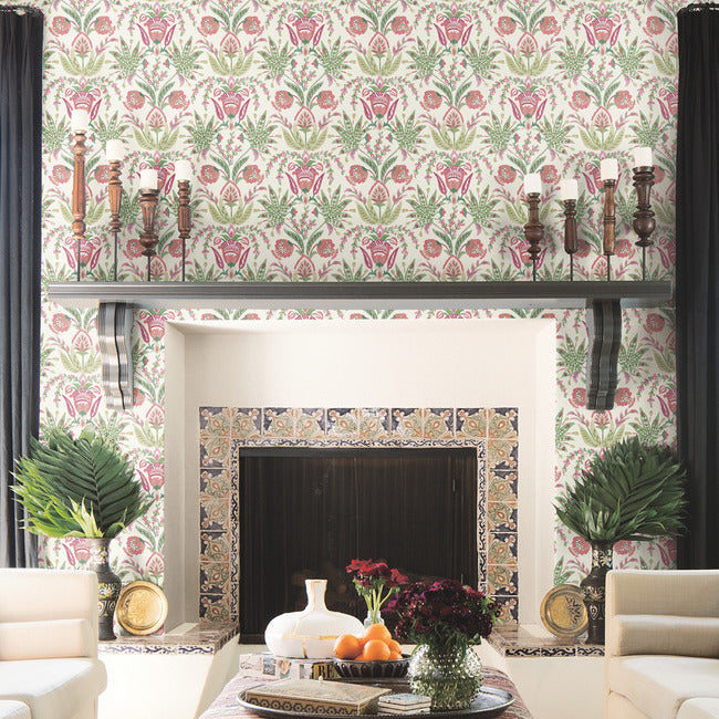 seaside-jacobean-wallpaper-beige-green-red-york-wallcoverings-mn1914