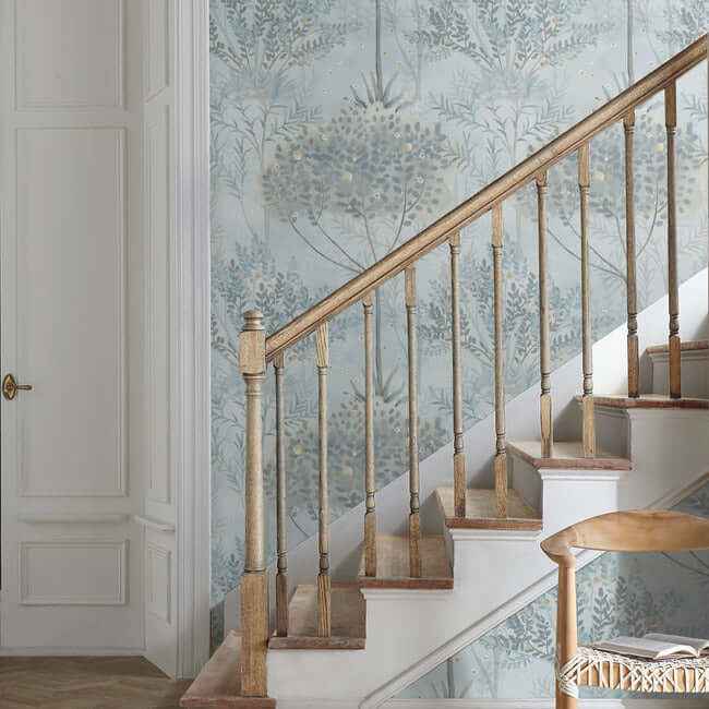 Orchard Blue & Grey Wallpaper - York Wallcoverings - MN1820 - York Wallcoverings Wallpaper