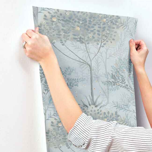 Orchard Blue & Grey Wallpaper - York Wallcoverings - MN1820 - York Wallcoverings Wallpaper