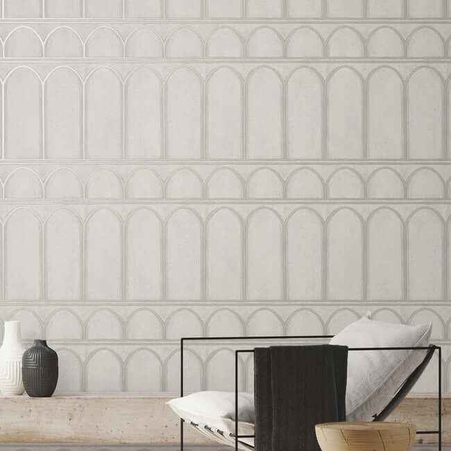 Arches Grey & Pearl Wallpaper - York Wallcoverings - MN1832