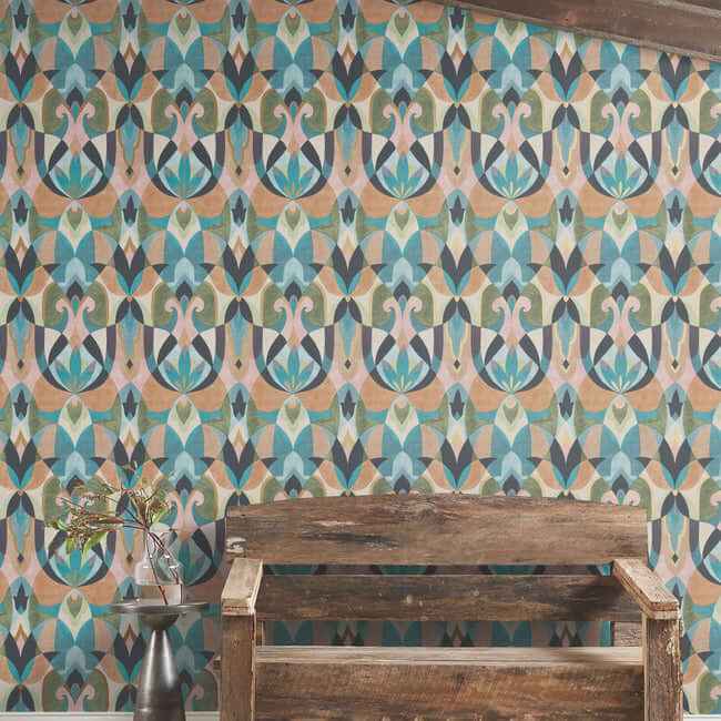 Malta Teal & Gold Wallpaper - York Wallcoverings - MN1923 - York Wallcoverings Wallpaper