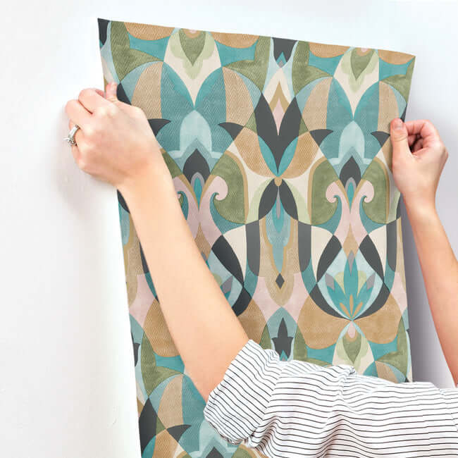 malta-teal-gold-wallpaper-york-wallcoverings-mn1923 - York Wallcoverings Wallpaper