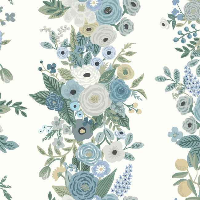 Garden Party Trellis White & Blue Wallpaper - York Wallcoverings - RP7314 - York Wallcoverings Wallpaper