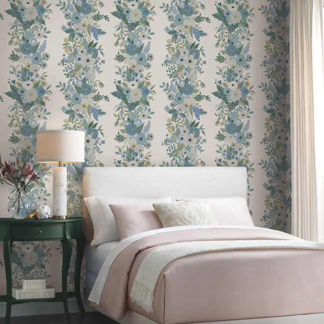 garden-party-trellis-wallpaper-indigo-multi-york-wallcoverings-rp7314 - York Wallcoverings Wallpaper