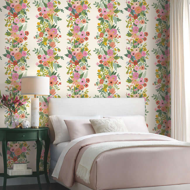 garden-party-trellis-wallpaper-rose-multi-york-wallcoverings-rp7310 - York Wallcoverings Wallpaper
