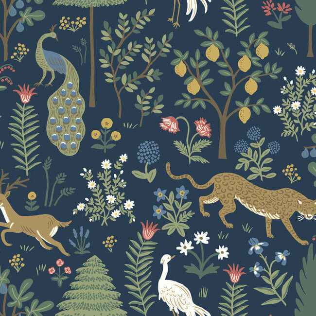 Menagerie Blue & Brown Wallpaper - York Wallcoverings - RP7304 - York Wallcoverings Wallpaper