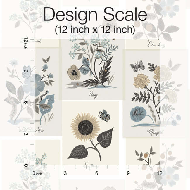 botanical-prints-wallpaper-linen-york-wallcoverings-rp7336 - York Wallcoverings Wallpaper