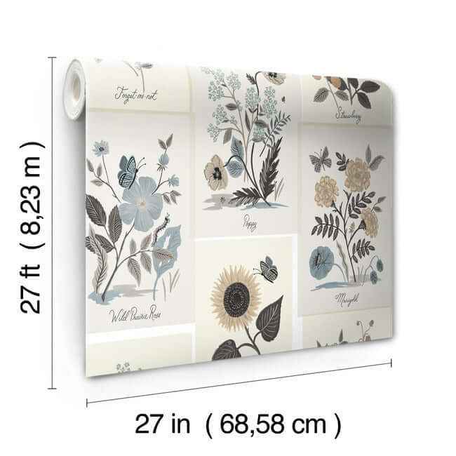 Botanical Prints Beige & Black Wallpaper - York Wallcoverings - RP7336 - York Wallcoverings Wallpaper