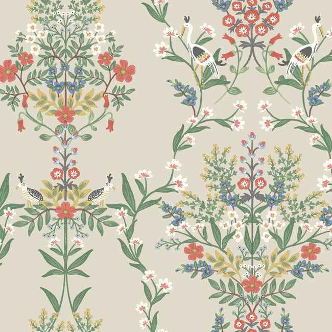 Luxembourg Beige & Red Wallpaper - York Wallcoverings - RP7327