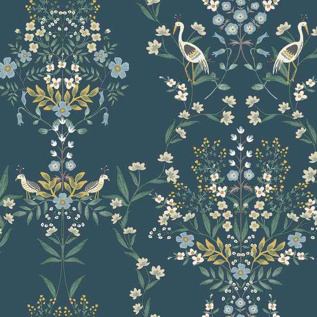 Luxembourg Blue & Green Wallpaper - York Wallcoverings - RP7331