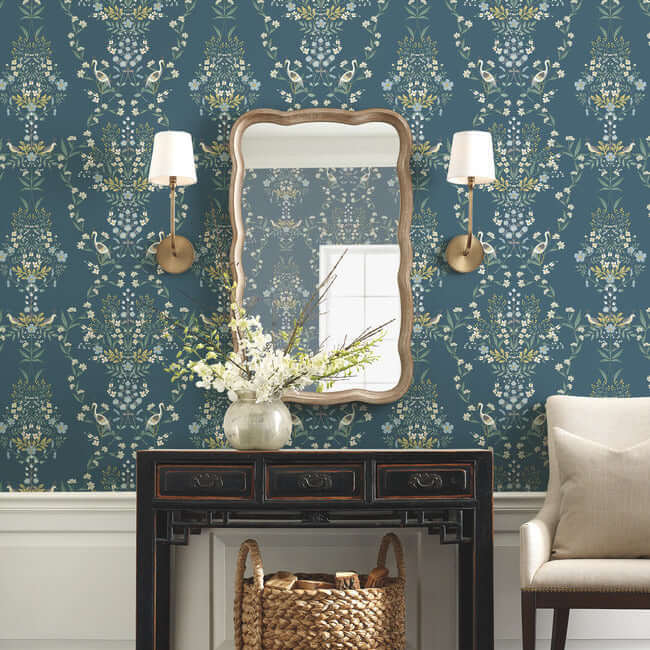 luxembourg-wallpaper-teal-york-wallcoverings-rp7331 - York Wallcoverings Wallpaper