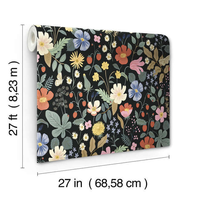 strawberry-fields-wallpaper-black-york-wallcoverings-rp7355 - York Wallcoverings Wallpaper