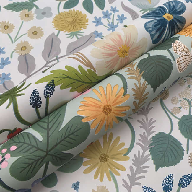 strawberry-fields-wallpaper-blue-green-york-wallcoverings-rp7357 - York Wallcoverings Wallpaper