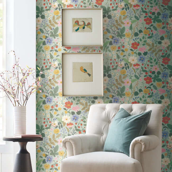 strawberry-fields-wallpaper-mint-york-wallcoverings-rp7356 - York Wallcoverings Wallpaper