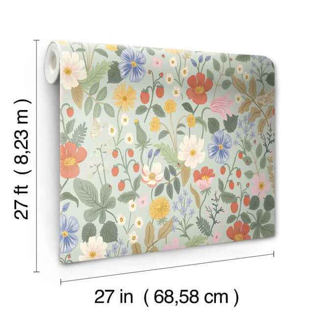 Strawberry Fields Green & Pink Wallpaper - York Wallcoverings - RP7356 - York Wallcoverings Wallpaper
