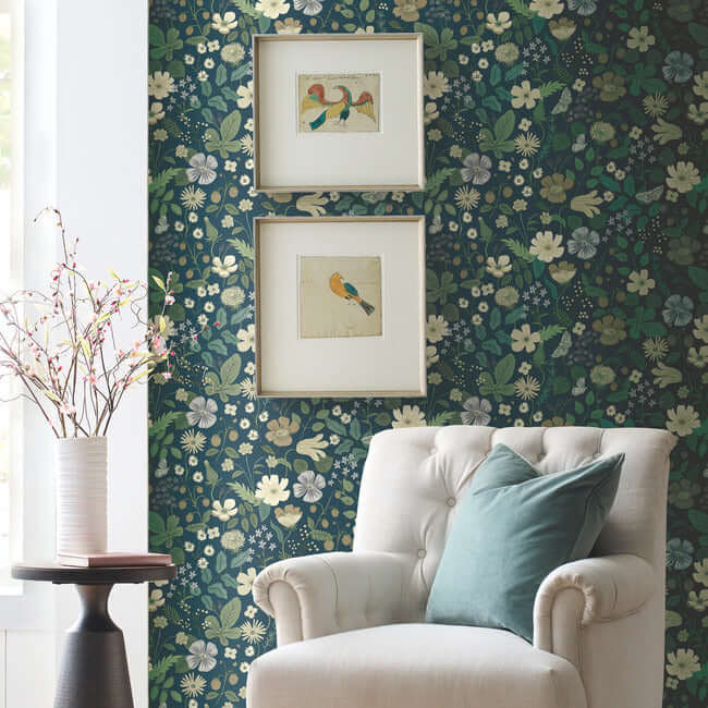 strawberry-fields-wallpaper-teal-york-wallcoverings-rp7359 - York Wallcoverings Wallpaper
