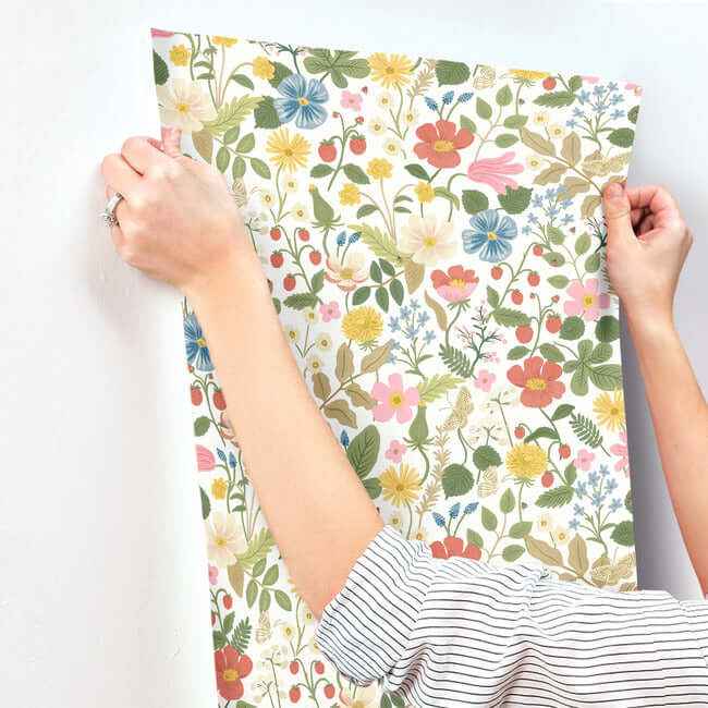 Strawberry Fields White & Red Wallpaper - York Wallcoverings - RP7354 - York Wallcoverings Wallpaper