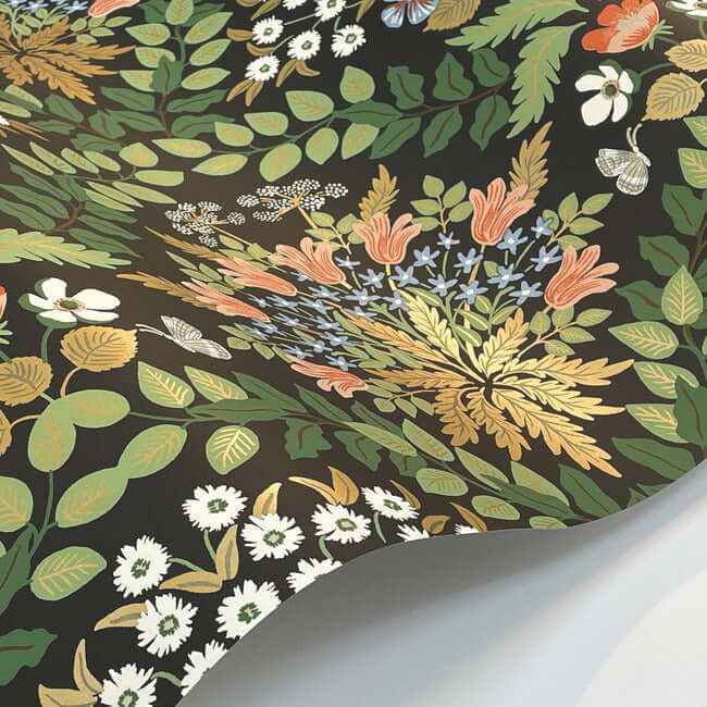 Bramble Black & Green Wallpaper - York Wallcoverings - RP7318 - York Wallcoverings Wallpaper