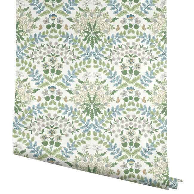 Bramble White & Blue Wallpaper - York Wallcoverings - RP7323 - York Wallcoverings Wallpaper