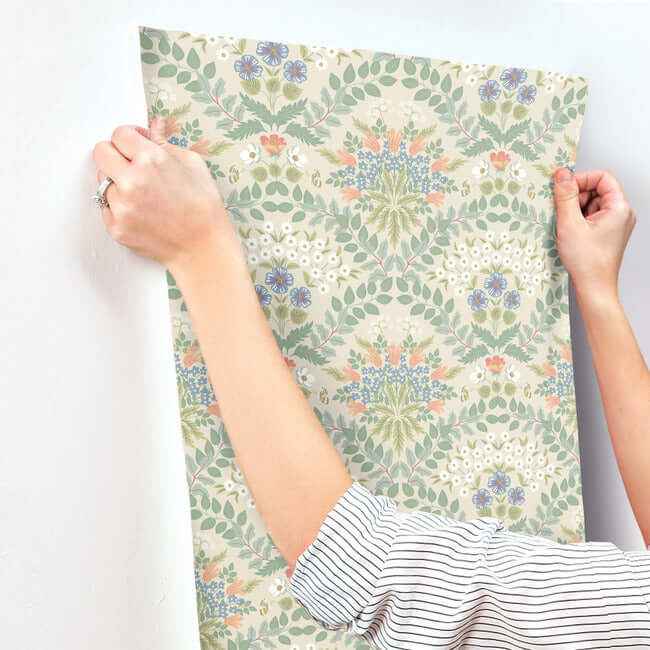 Bramble Beige & Green Wallpaper - York Wallcoverings - RP7321 - York Wallcoverings Wallpaper