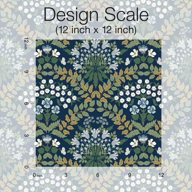 Bramble Navy & Green Wallpaper - York Wallcoverings - RP7324 - York Wallcoverings Wallpaper