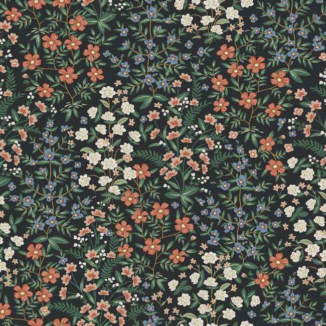 Wildwood Garden Black & Red Wallpaper - York Wallcoverings - RP7378