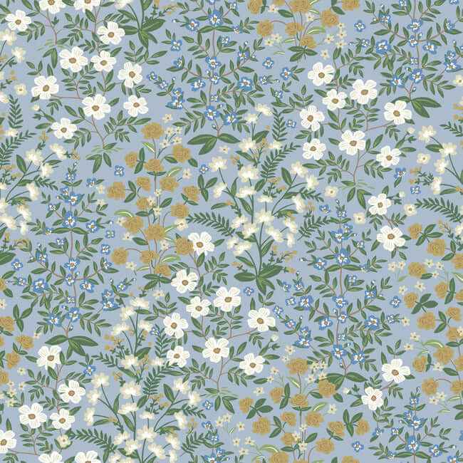 Wildwood Garden Blue & White Wallpaper - York Wallcoverings - RP7379