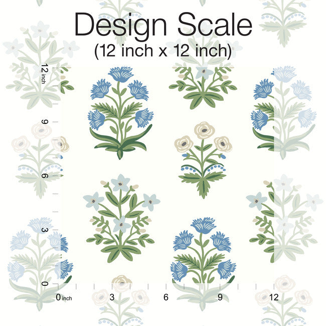 mughal-rose-wallpaper-indigo-york-wallcoverings-rp7347 - York Wallcoverings Wallpaper