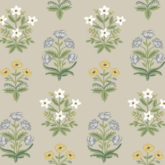 Mughal Rose Beige & Purple Wallpaper - York Wallcoverings - RP7350 - York Wallcoverings Wallpaper