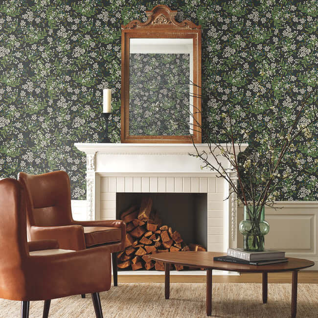 cornflower-wallpaper-black-york-wallcoverings-rp7384 - York Wallcoverings Wallpaper