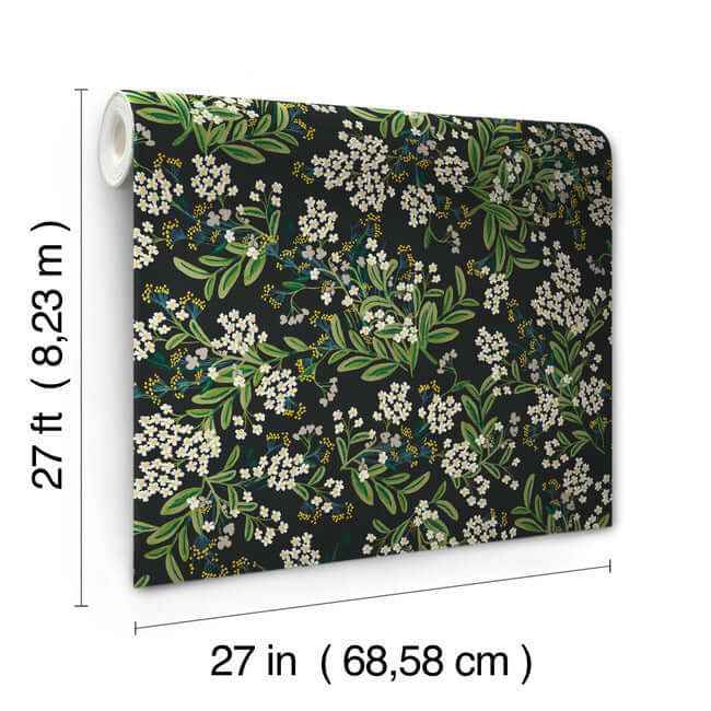 Cornflower Black & Green Wallpaper - York Wallcoverings - RP7384 - York Wallcoverings Wallpaper